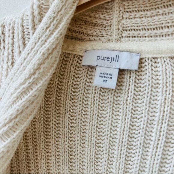 J. Jill Cardigan sweater safety pin closure Open Front Knit Cream Ivory Xs - Picture 4 of 10